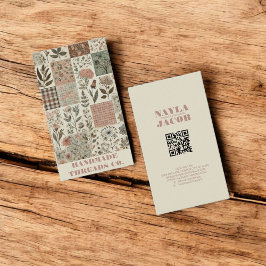 グリーンピンクキルトとパッチワーク手作り服 名刺