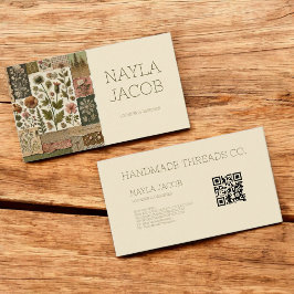 グリーンピンクキルトとパッチワーク手作り服 名刺