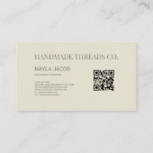 グリーンピンクキルトとパッチワーク手作り服 名刺 (裏面)