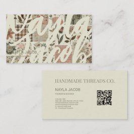 グリーンピンクキルトとパッチワーク手作り服 名刺