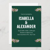 グリーンピンククリエイティブフラワー結婚式招待状 招待状 (正面/裏面)