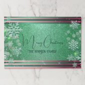 グリーンピンククリスマスウィンターワンダーランド紙ランチョンマット ペーパーパッド (正面)