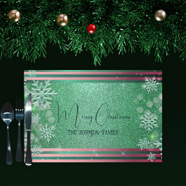 グリーンピンククリスマスウィンターワンダーランド紙ランチョンマット ペーパーパッド