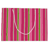 グリーンピンククリスマスストライプ抱き枕 ラージペーパーバッグ (裏面)