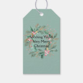 グリーンピンククリスマスリース ギフトタグ (正面)