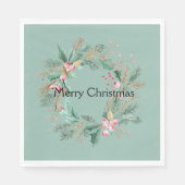 グリーンピンククリスマスリース スタンダードランチョンナプキン (正面)