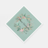 グリーンピンククリスマスリース スタンダードランチョンナプキン (角)