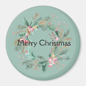 グリーンピンククリスマスリース マグネット (正面)