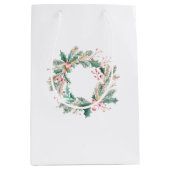 グリーンピンククリスマスリース ミディアムペーパーバッグ (正面)