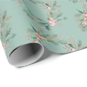 グリーンピンククリスマスリース ラッピングペーパー (ロールコーナー)