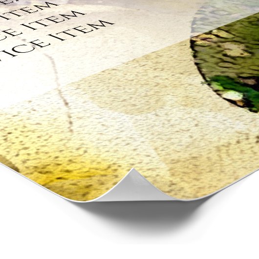 グリーンピンクグリッター水彩価格表 ポスター (角)