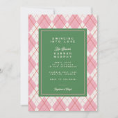 グリーンピンクゴアーガイルルフスイングブライダルシャワー 招待状 (正面)