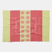 グリーンピンクスとベージュ キッチンタオル (横)