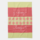 グリーンピンクスとベージュ キッチンタオル (縦)