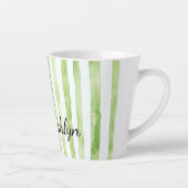 グリーンピンクストライプ色フラミンゴ誕生日 カフェラテマグ (右)