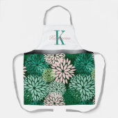 グリーンピンクダリアモノグラム名前をカスタムする エプロン (正面)