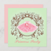 グリーンピンクツツプリンセス誕生日パーティーの招待 招待状 (正面/裏面)
