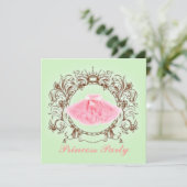 グリーンピンクツツプリンセス誕生日パーティーの招待 招待状 (スタンド正面)