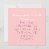 グリーンピンクツツプリンセス誕生日パーティーの招待 招待状 (裏面)