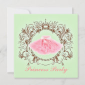 グリーンピンクツツプリンセス誕生日パーティーの招待 招待状 (正面)