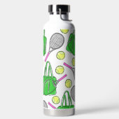 グリーンピンクテニスラケットバッグボール名門私立校風の ウォーターボトル (左面)