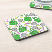 グリーンピンクテニスラケットバッグボール名門私立校風の コースター (左側)