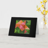 グリーンピンクトーンキルトンプルトスクウェアのノートカード カード (黄色い花)