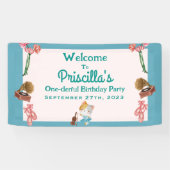 グリーンピンクバレリナキャット子供の誕生日パーティー 横断幕 (横)