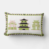 グリーンピンクパゴダストライプのルンバー ランバークッション (正面)