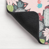 グリーンピンクパターンのサボテン多肉植物 マウスパッド (コーナー)