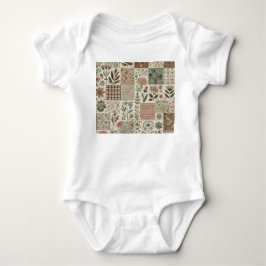 グリーンピンクパッチワークキルト リュスティック ヴィンテージ ボーホ ベビーボディスーツ