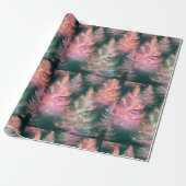 グリーンピンクパープル白い木のクリスマスモダン ラッピングペーパー (アンロールド)
