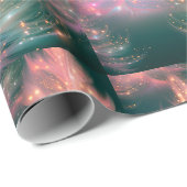 グリーンピンクパープル白い木のクリスマスモダン ラッピングペーパー (ロールコーナー)