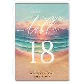 グリーンピンクビーチサマーサンサンド水彩色 テーブルナンバー (正面)