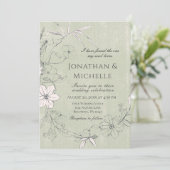 グリーンピンクフローラガーデンリースクリスチャン結婚ズ 招待状 (スタンド正面)
