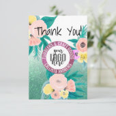 グリーンピンクフローラグリッターグラデーションロゴのお客様 サンキューカード (スタンド正面)