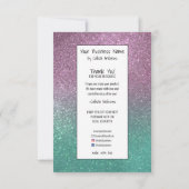 グリーンピンクフローラグリッターグラデーションロゴのお客様 サンキューカード (裏面)