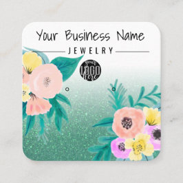 グリーンピンクフローラグリッターロゴイヤリングディスプレイ スクエア名刺