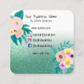 グリーンピンクフローラグリッターロゴイヤリングディスプレイ スクエア名刺 (裏面)