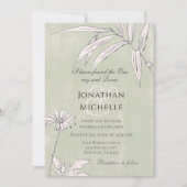グリーンピンクフローラ植物性クリスチャン結婚ズ 招待状 (正面)