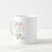 グリーンピンクフローラ象フレームおむつラッフル コーヒーマグカップ (正面左)