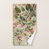 グリーンピンクブランチバスタオル バスタオルセット (ハンドタオル)