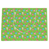 グリーンピンクブルーオーナメントブライトカラークリスマス ラージペーパーバッグ (正面)