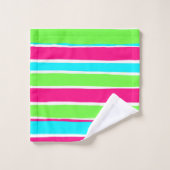 グリーンピンクブルーストライプ バスタオルセット (ウォッシュタオル)