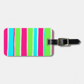 グリーンピンクブルーストライプ ラゲッジタグ (正面横)