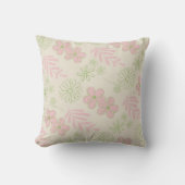 グリーンピンクベージュレトロY2K 70sフラワーパターン クッション (正面)
