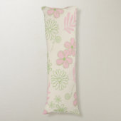 グリーンピンクベージュレトロY2K 70sフラワーパターン ボディピロー (正面縦)