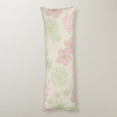 グリーンピンクベージュレトロY2K 70sフラワーパターン ボディピロー (裏面 (縦))