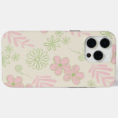 グリーンピンクベージュレトロY2K 70sフラワーパターン Case-Mate iPhoneケース (裏面 (横))