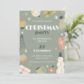 グリーンピンクホワイトかわいいシンプルクリスマスパーティー 招待状 (スタンド正面)